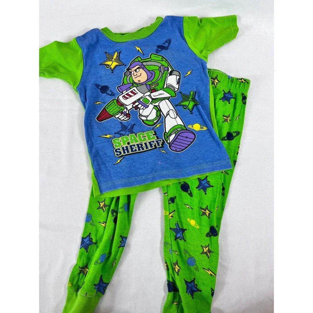 Vtg Disney Toy Story Buzz Lightyear Pajamas Set Boys Size 5T Space Sheriff